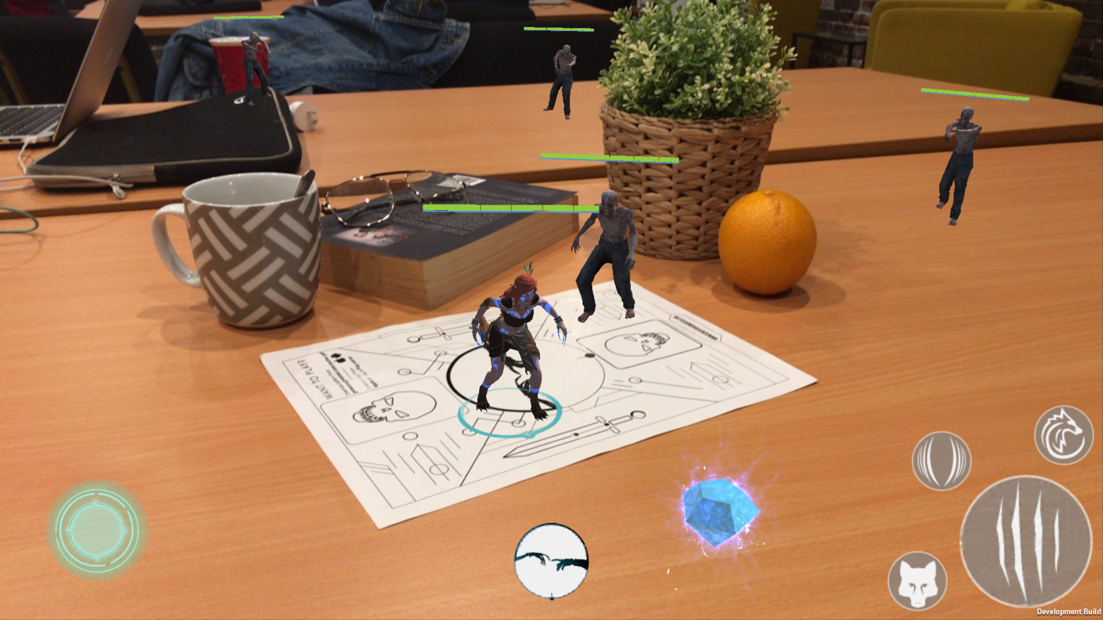 Genesis Augmented Reality playable character called Aurora in Augmented Reality on a table