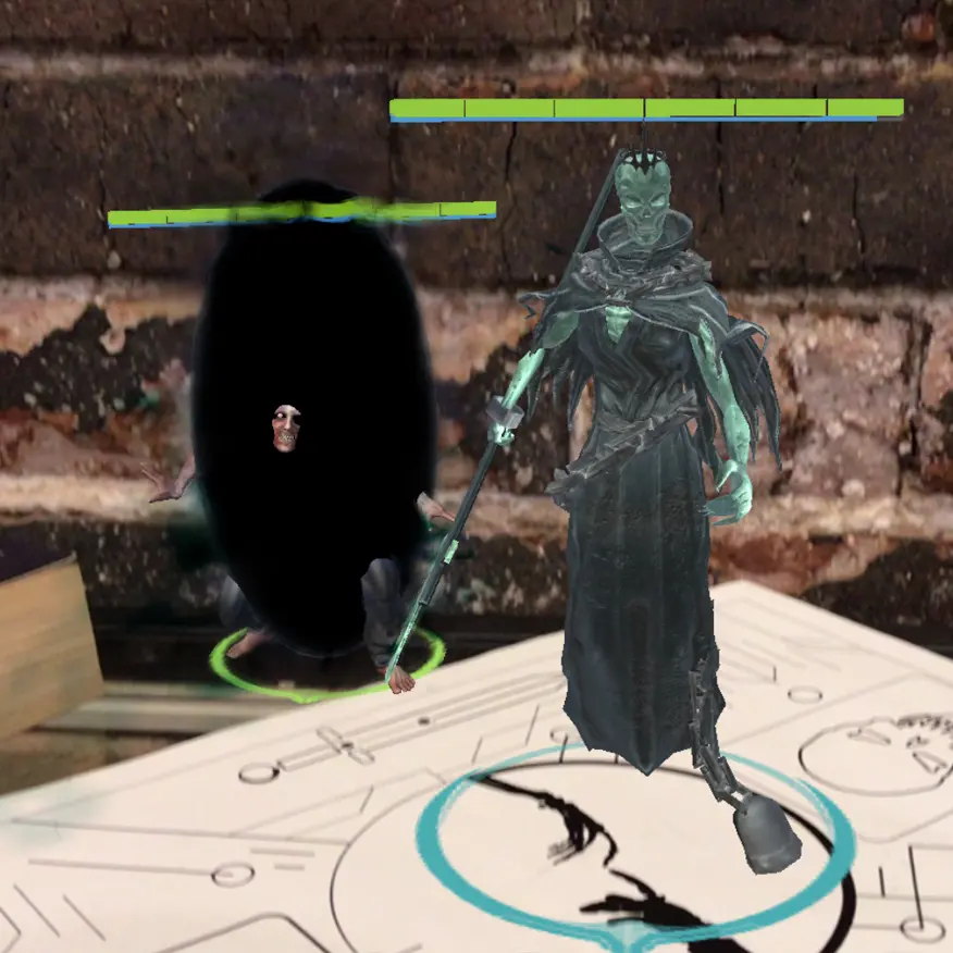 Genesis Augmented Reality playable character called Abaddon summoning a zombie in Augmented Reality