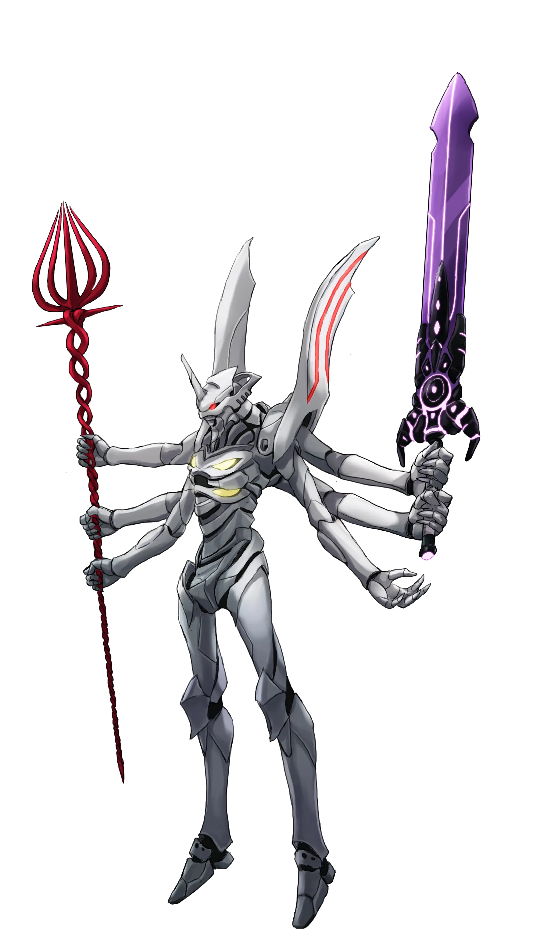 Genesis Augmented Reality hero Hyperxyon holding a red magic staff and a purple sword